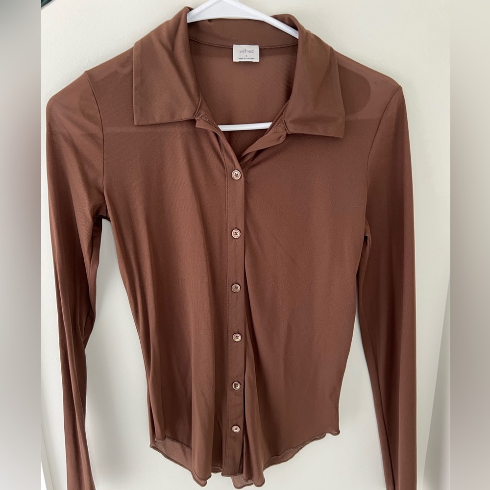Brown Aritzia Wilfred Button Down Top - image 1